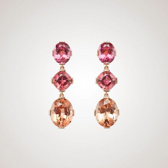 Earrings in rose gold with tourmalines